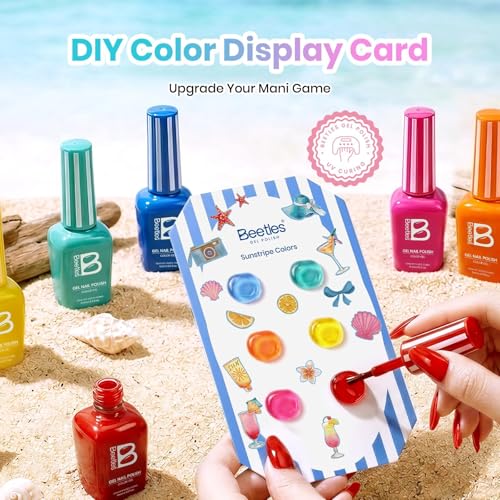 Image of Beetles Neon Gel Nail Polish - Beetles Summer Voyage Sunstripe Summer Nails, 6 Colors Rainbow Gel Nail Polish Set, Soak Off UV LED Bright Rainbow Neon Nails, Long-Lasting Manicure Salon for Holiday