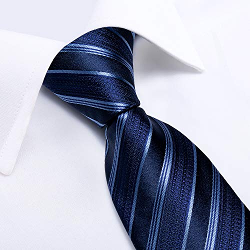 Image of DiBanGu Extra Long Tie for Men 63 inch XL Silk Necktie Set | Pocket Square and Cufflinks, Big and Tall, Jacquard Woven, Gift Box, Paisley /Plaid /Solid /Striped, for Weddinng Party Business