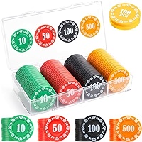 Wrzbest Jetons de poker en plastique avec nubmer, jeu de jetons de poker avec boîte de rangement, jetons de style casino imprimés pour les soirées de jeu à la maison du Texas Wrzbest Jetons de poker en plastique avec nubmer, jeu de jetons de poker avec boîte de rangement, jetons de style casino imprimés pour les soirées de jeu à la maison du Texas