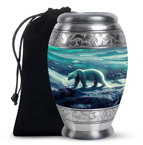 Image of Polar Bear Large Urns for Human Ashes Adult - Urns for Cremation Ashes - Decorative Urn - Burial Urn Adult Human Ash - Funeral Urns for Ashes - 10 Inch - Decorative Urns