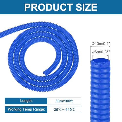 Gaine de protection flexible plastique bleu pour câbles électriques