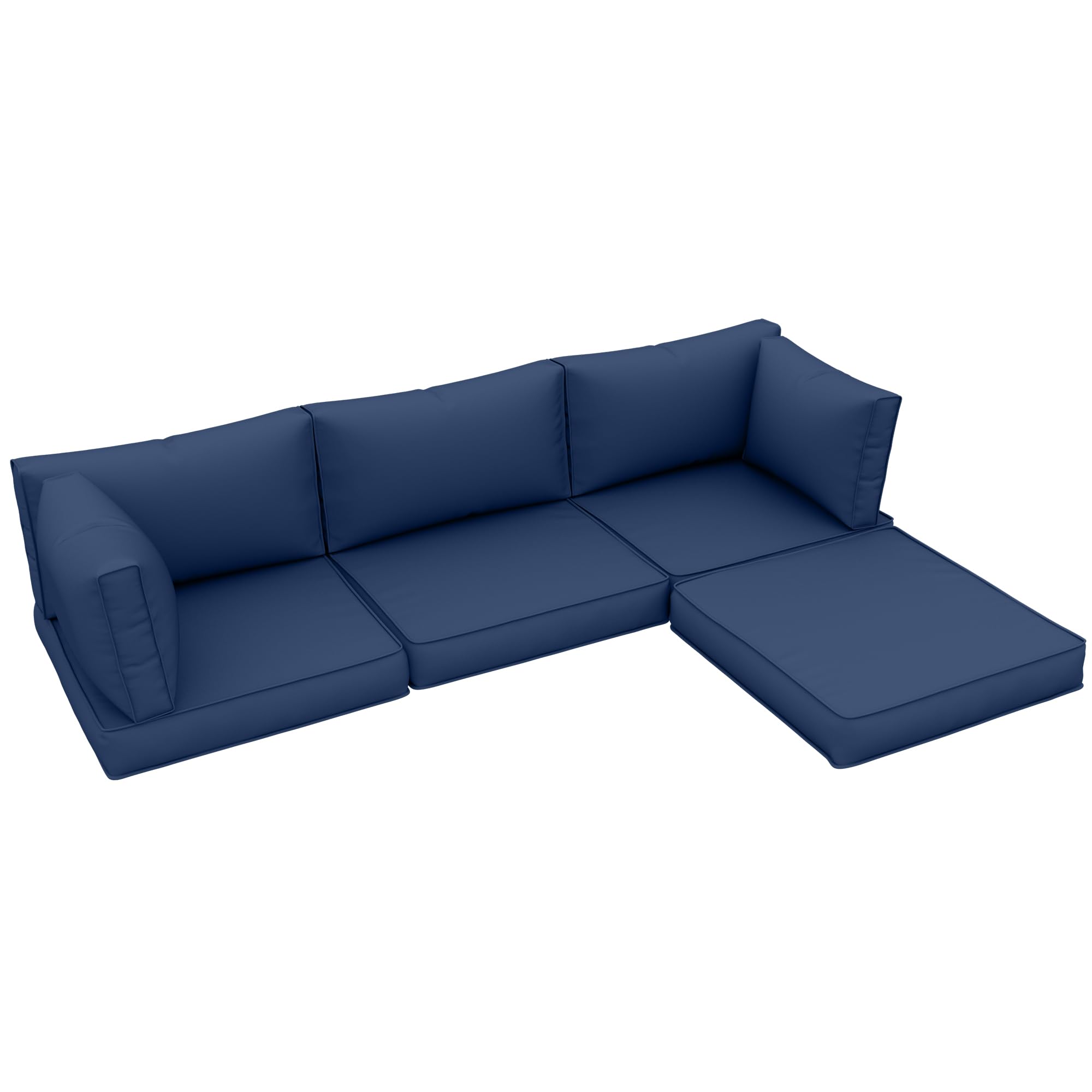 UDPATIO Outdoor Cushions for Patio Furniture with 5 Pillows, Waterproof Patio Furniture Cushions Replacement, 4" Deep Seat Outdoor Sectional Cushion for 4-seat Chair Sofa Couch, Navy