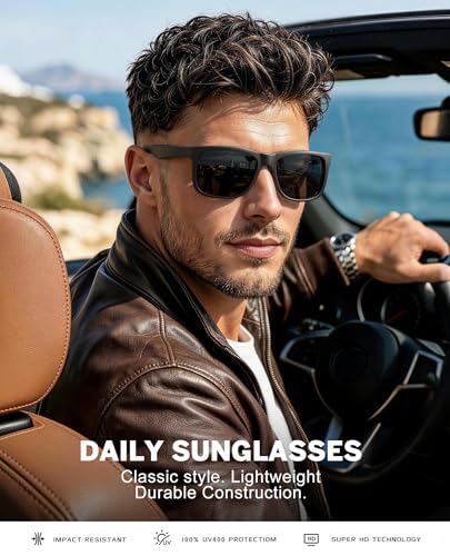 Image of KALIYADI Sunglasses-Men Polarized-Sunglasses for Men: Classic Sun Glasses for Driving Fishing Golf with UV400 Protection
