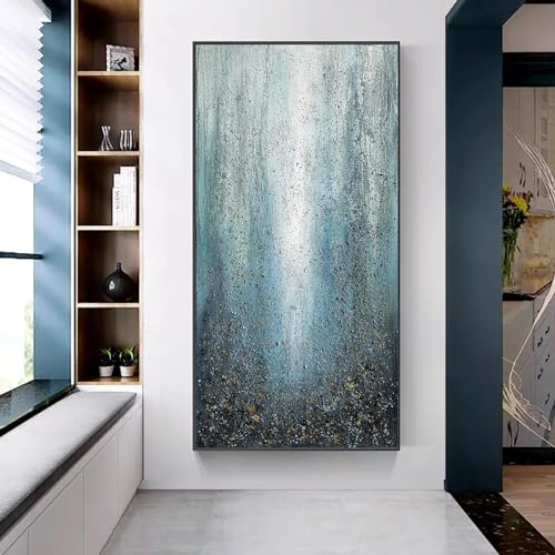 Peinture à l'huile cascade paysage bleu pour créer une ambiance relaxante dans votre grand salon