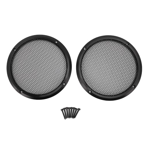 Image of 2PCS Car Speaker Grill Cover, Universal Metal Round Speaker Guard, 169mm Easy to Install Aluminum Iron Mesh Protector for Home Theater Boat and Car Speakers (Black)