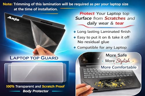 Image of Anjo 6 in 1 Combo Of 14 Inch & 16:9 Display Aspect Ratios Laptop Screen Protector, KeySkin, Body Lamination Trackpad & Lid (Transparent), USB Light & Cleaner