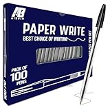 AIBULO Black Biro Ballpoint Pens – Pack of 100 – Smooth & Smudge-Free Writing, Comfortable Grip, Long-Lasting Ink, and Durable Design – Ideal for Bulk Use at School, Office, and Home