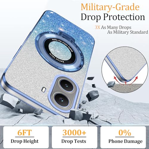 Coque silicone Xiaomi Redmi A5 4G transparente avec anneau de support bleu pailleté - 3