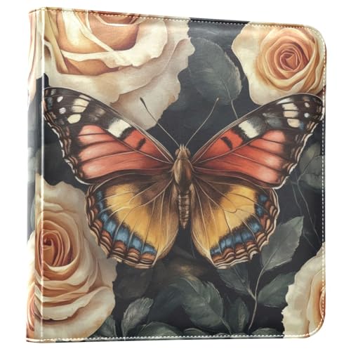 Álbum de fotos tipo scrapbook autoadhesivo DIY con diseño de mariposas y rosas, encuadernación de 3 anillos, 40 páginas, 8x10 para recuerdos miniatura 1