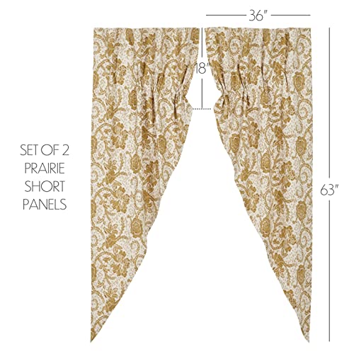 VHC-Brands-Dorset-Farmhouse-Prairie-Curtain-Panels-Floral-Gold-63x36x18-Set-of-2 VHC Brands Dorset Farmhouse Prairie Curtain Panels Floral Gold 63x36x18 Set of 2