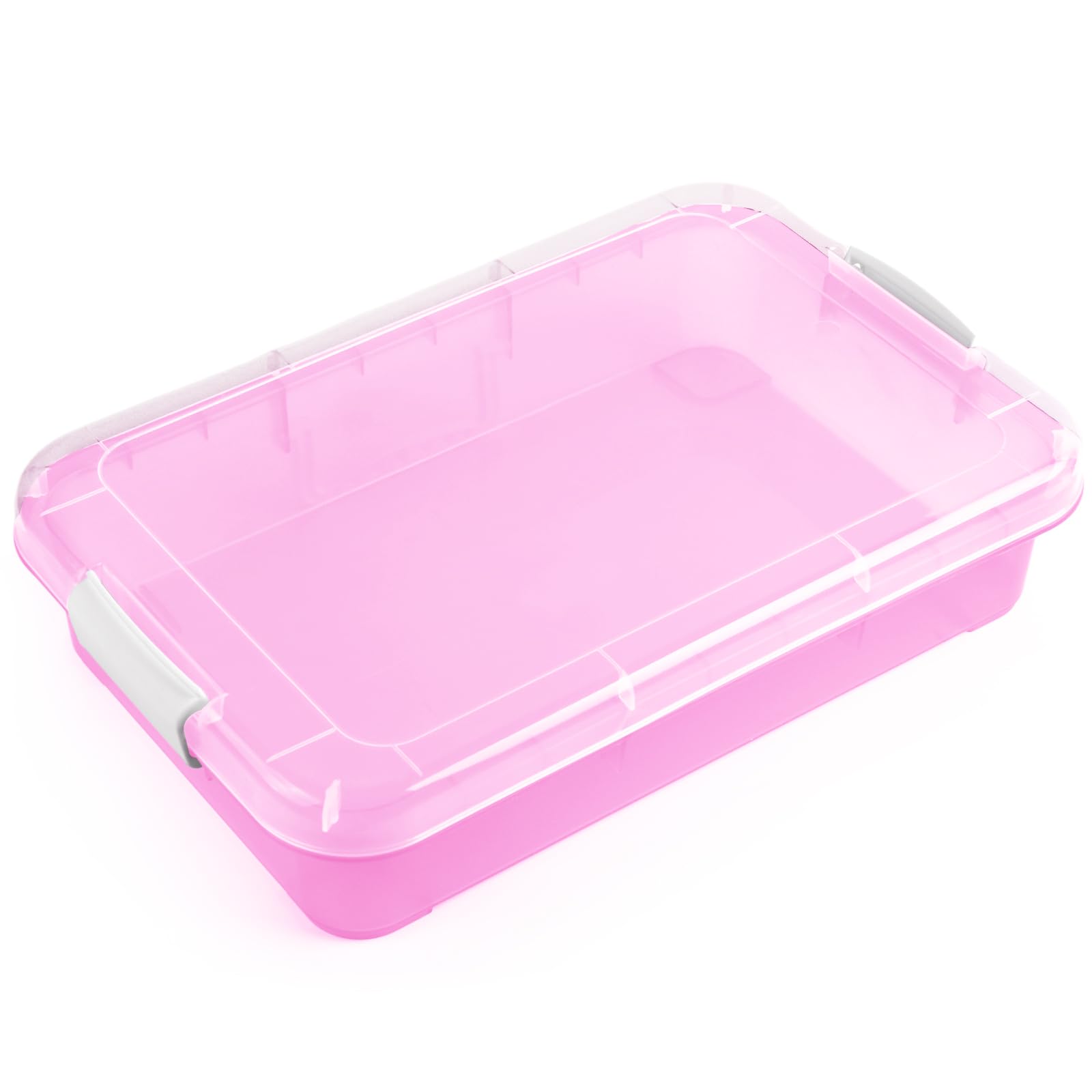 15 Inch Portable Sensory Bin Play Tray with Lid, Fill with Water, Sand, Beads and More (Pink)