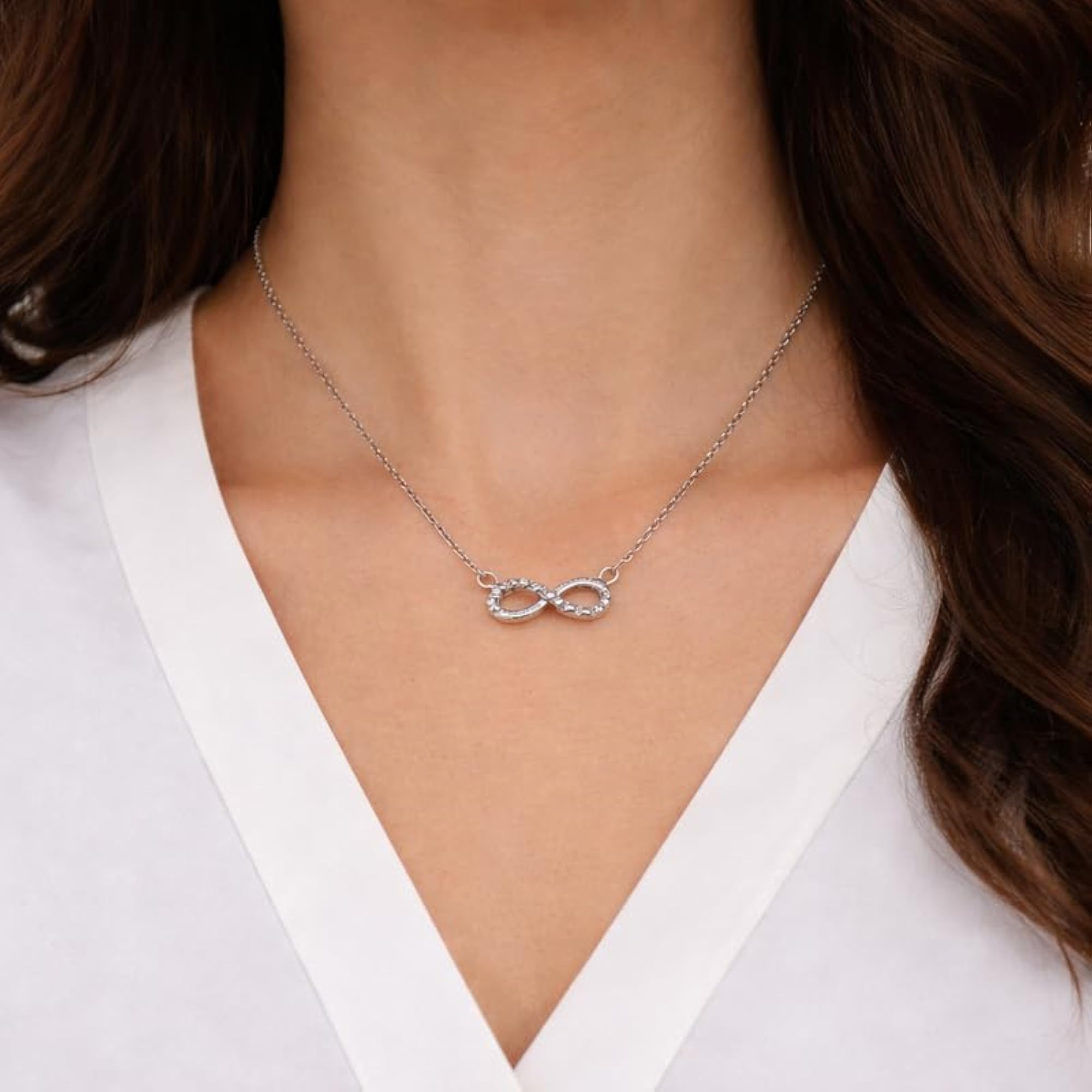 Women's 925 Pure Silver Infinity Necklace, Symbolic Gift