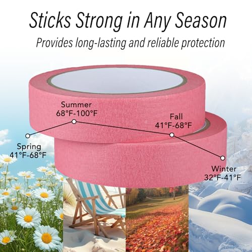 Image of 2 Pack Pink Painters Tape - Pink Masking Tape 1 Inch Wide - Multi-Surface, Smart Adhesion, Indoor & Outdoor - Paint Tape for DIY, Labeling, Art, Car, General Purpose - 180FT Total