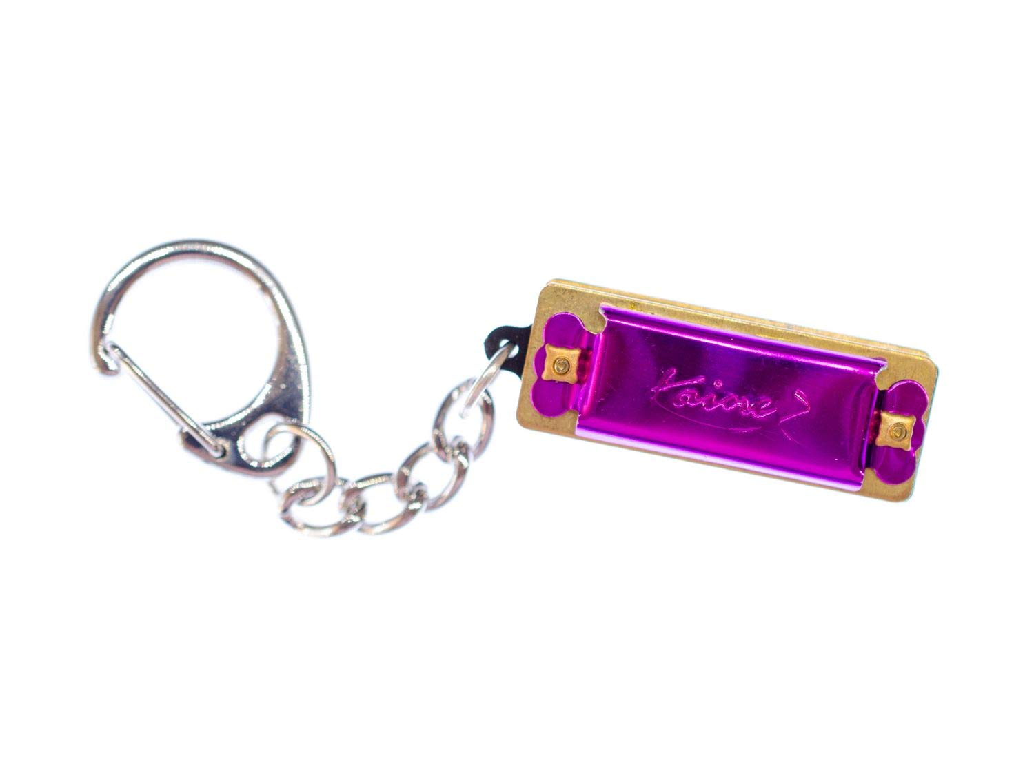 Miniblings Purple Harmonica Key Ring Chain Playable Metal Musik Instrument