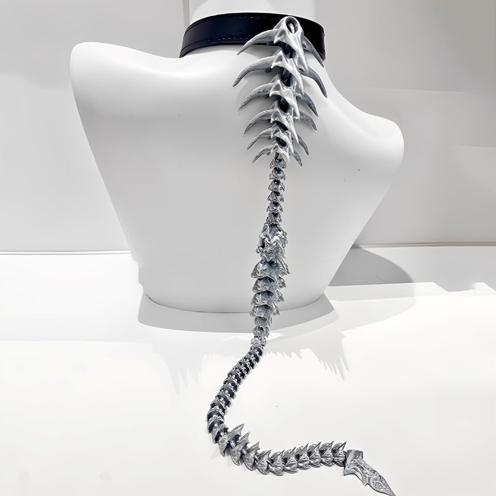 Gothic Vertebrae Neck Ornament 3D Printed Black Leather Collar Halloween Costume Party Anime Cosplay Subculture Accessories