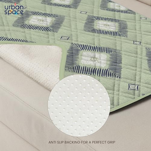Image of Urban Space 2 Seater Quilted Sofa Cover mat, Non-Slip Sofa Protector, Easy Care & Machine Washable Cover, Sofa Seat Runner for Couch for Living Space (2 Seater - Starlight)