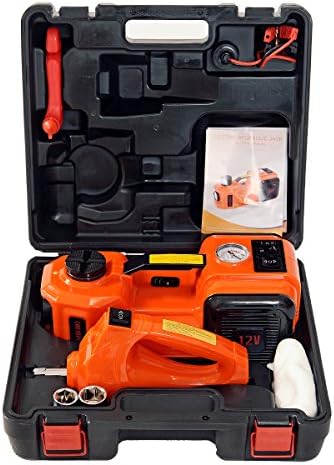 MarchInn 12V DC 5 Ton Electric Car Jack Kit 3 in 1 Hydraulic Floor Jack with Tire Inflator Pump LED Flashlight and Electric Impact Wrench Car Repair Tool Kit for Car SUV Truck Lift Tire Change