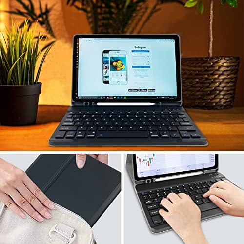 Keyboard Case for iPad 10.2" 9th 8th 7th Generation, with Detachable Bluetooth Keyboard and Pencil Holder, for iPad 10.2 Inch/iPad Air 10.5"(3rd Gen)/iPad Pro 10.5 inch, Auto Sleep/Wake Function