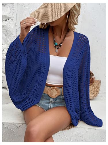 Image of Verdusa Women's Oversized Summer Cardigan Lightweight Sweater Crochet Knit Beach Cover Up Spring Vacation Outfits