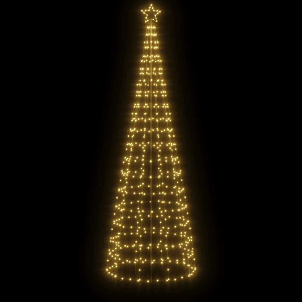 IKAYAA Arbol de Navidad de Exterior con Luces Cono Árbol de Navidad Metal Grande Blanco cálido 570 LED Iluminación Navideña Festival Adorno Decoración Jardín Patio Árbol de Navidad Cónico 3 m