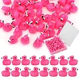 QUPIVA 50pcs Mini Resin Flamingo Ducks, Tiny Flamingo Figurines to Hide, Miniature Pink Flamingos Decor for Dollhouse Micro Fairy Garden Landscape DIY Craft