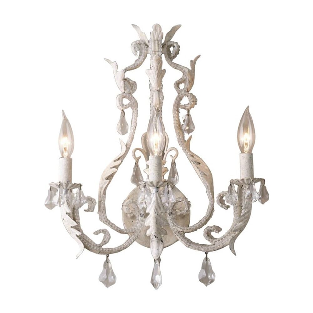 OZBMA 3 Heads Antique Candle Wall Light Retro Iron Crystal Lamp Bedroom Bedside Sconces for Living Room Dining Corridor Lantern