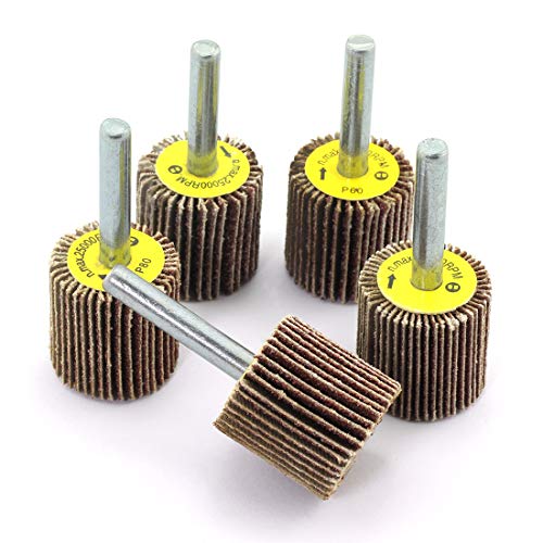 HJ Garden 5pcs 1x1 Inch Sanding Flap Wheels Kit 40/60/80/120 Grit Grinding Polish Wheel 1/4 Inch Shank Polishing Abrasive Mounted Flap Wheels