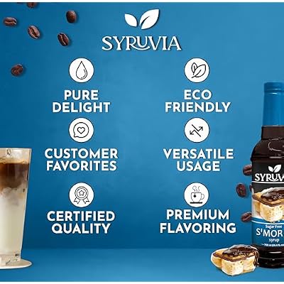 Syruvia Sugar Free Coffee Syrup, S'mores Flavored Syrup for Drinks, Lattes, and Desserts 25.4 fl oz