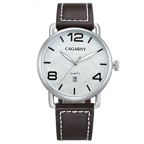 Montre quartz homme LULI étanche : finis les retards avec ce boîtier rond cuir blanc