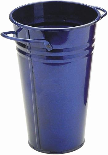 HIT 8295E GB - Jarrón de acero galvanizado esmaltado de calibre pesado, 6.5 x 9.5 pulgadas, azul esmaltado