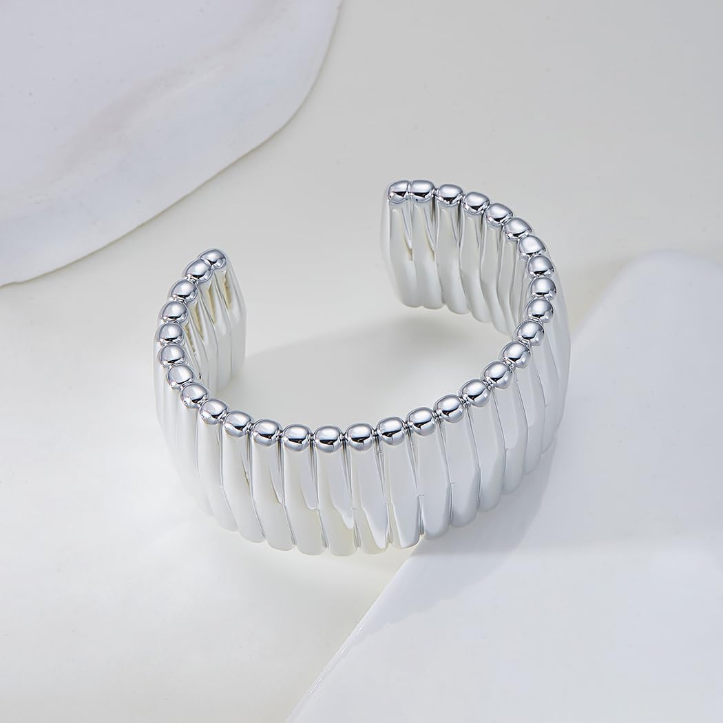 Chunky Acrylic Bangle Bracelets for Women Acrylic Cuff Bangle Bold Statement Bracelet Trendy Wide Wrist Cuff Bracelets Irregular Opening Bracelet Dainty Jewelry Gift - Image 3