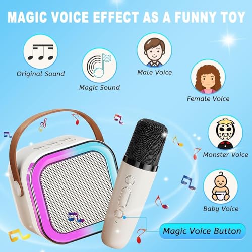 Image of BolaButty Fun Flicks Karaoke Machine with Wireless Mics, Bluetooth Speaker, RGB Lights, 5 Voice Effects, Portable Sound System for Home, Party, Outdoor, for Kids & Adults (1 MIC with Speaker Set)