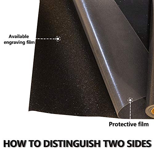 Image of RENLITONG Black Glitter HTV Heat Transfer Vinyl Rolls - 12 Inch x 5 feet Iron on Vinyl for T-Shirt and Silhouette, Easy to Cut & Weed for Heat Transfer Design (Glitter Black)