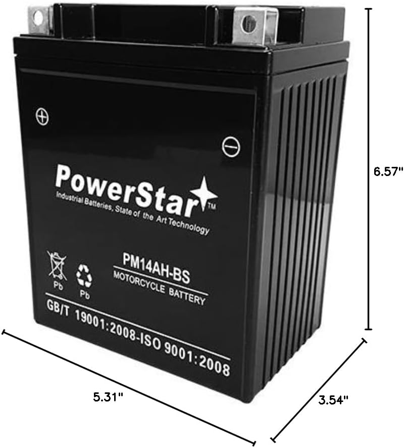 PowerStar SLA Motorcycle PowerSport Battery Replaces Continental CB14A-A2