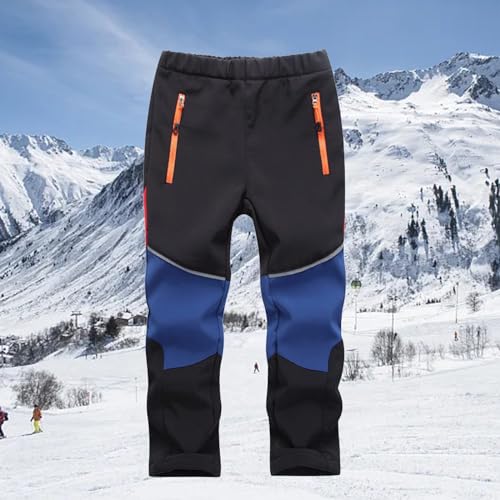 Kids Baby Boys Girls Patchwork Ski Pants Suit Pocket Thicken Warm Trouser Pants Regular Ski Boys Pants with3