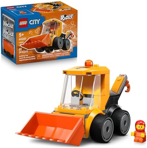 LEGO City Rides – Construction Loader Building Toy for Kids - Pretend Play Set for Boys & Girls, Ages 5+ - Construction Toy W/Backhoe, Loader Bucket, & Minifigure - Gift Idea for Birthdays - 60483