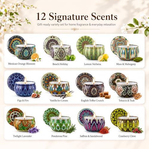 Image of Scented Candles Gift Set, 12 Pack Soy Wax Aromatherapy Candles