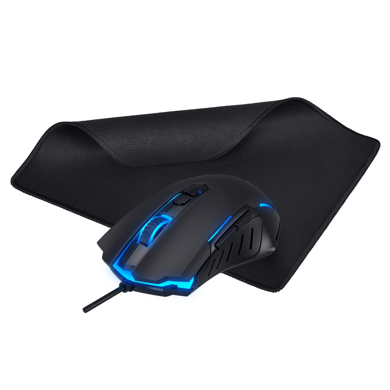 Wired Gaming Mouse, PC Gaming Mice [Breathing RGB LED] [Plug Play] High-Precision Adjustable 7200 DPI, 7 Programmable Buttons,and anti-slip gaming mouse pad 8*11 in for Windows/PC/Mac/Laptop Gamer…