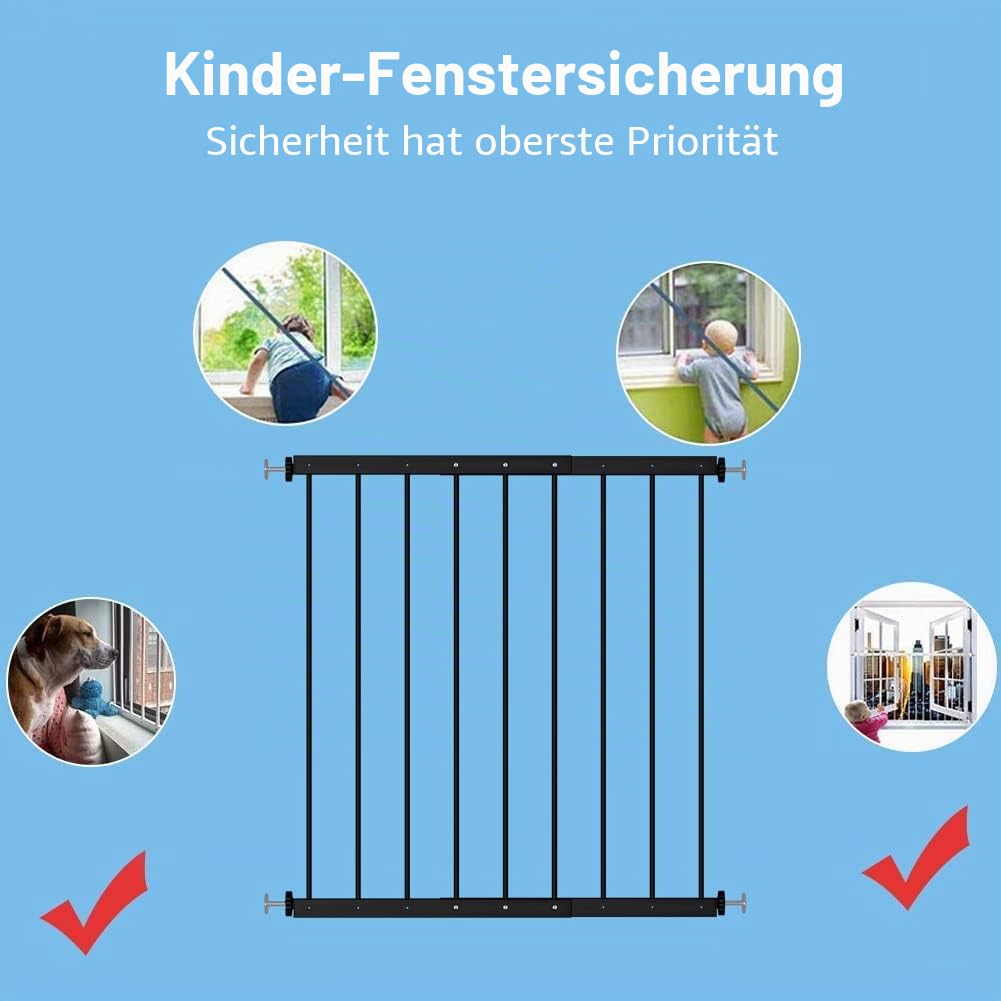 Fenstersicherheitsstangen, Fairy Baby Französisches Balkongeländer Innenfenstergitter Balustraden Fensterschutzschiene Fensterstangen Fensterschutz für Kinder (57 cm - 92 cm, Schwarz)