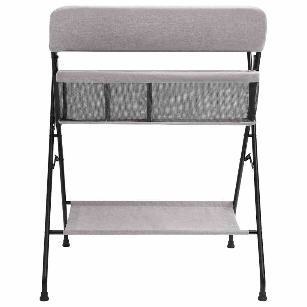 Cambiador gris claro de hierro con cambiador lavable, acolchado antideslizante, plegable con espacio de almacenamiento, funda fácil de limpiar y cuña para el cuidado del bebé en la habitación
