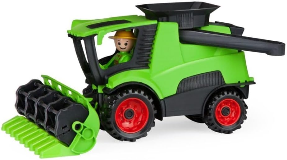 Lena 01626 Truckies Combine Harvester with Mower, Sturdy Farm Vehicle Set Approx. 27 cm, Toy Vehicle Set with Figure for Children from 2 Years, Robust Playset for Sandpit, Beach, Children's Room