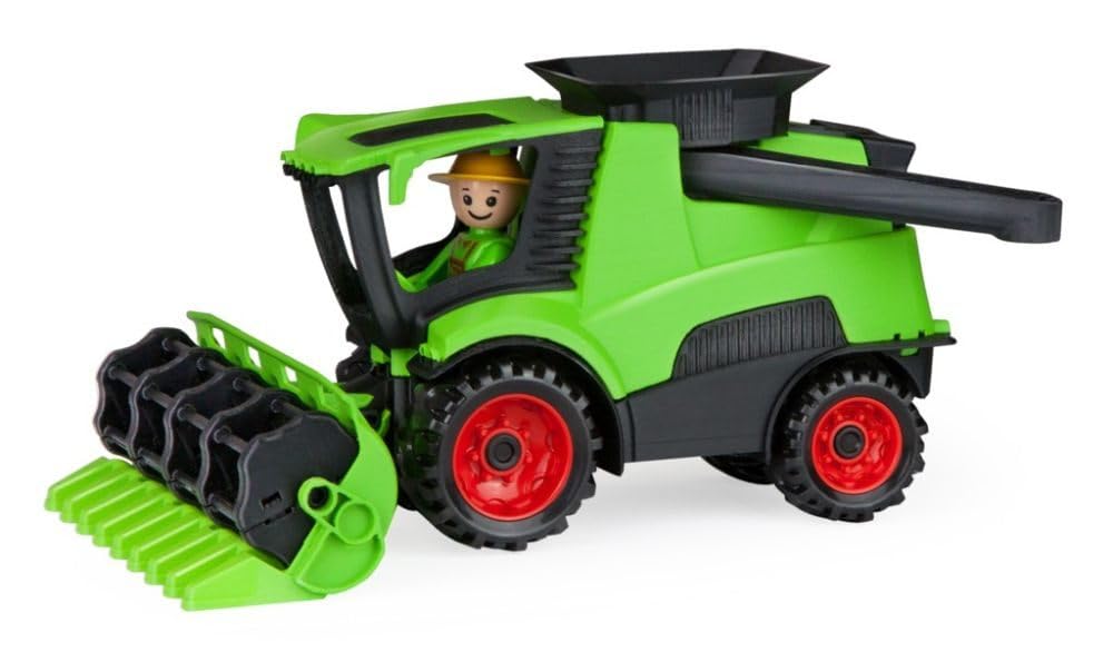 Lena 01626 Truckies Combine Harvester with Mower, Sturdy Farm Vehicle Set Approx. 27 cm, Toy Vehicle Set with Figure for Children from 2 Years, Robust Playset for Sandpit, Beach, Children's Room