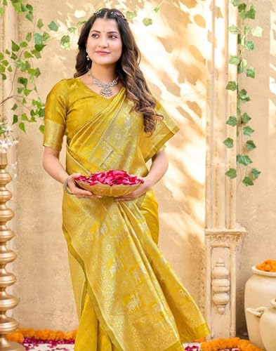 Image of SIRIL Women's Banarasi Silk Saree Pure Silk Saree With Unstitched Blouse Piece