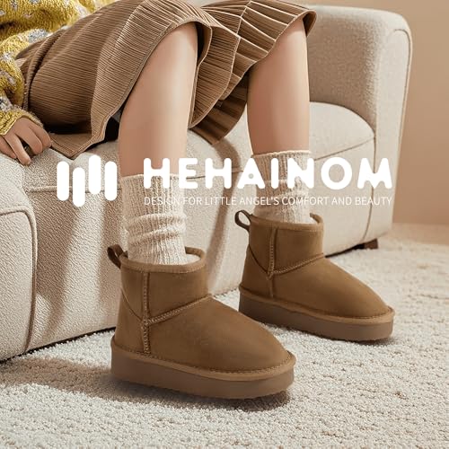 Hehainom Girls Boots Kids Snow Boots Winter Faux Fur Lined Warm Shoes Toddler Little Big Kid Ankle Booties2