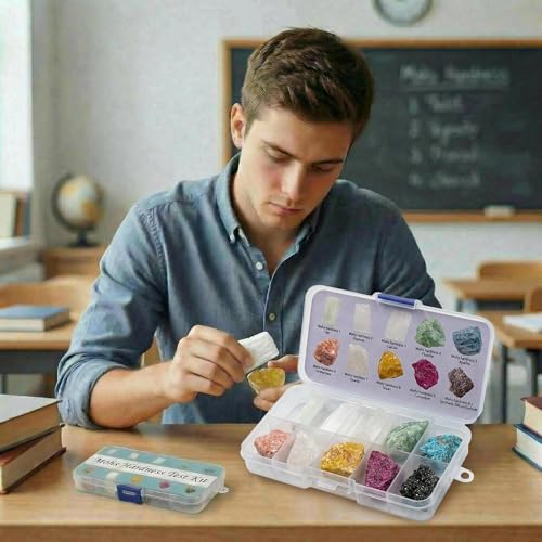 Image of Mohs Hardness Test Kit - Complete Mineral Identification Set 1-10 with Streak Plate | Geology Rock Testing Tool for Professionals, Students & Rockhounds