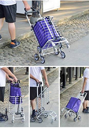 Einkaufstrolley, zusammenklappbarer Einkaufstrolley auf Rädern, mit abnehmbarer Tasche und faltbarem Design, maximale Tragkraft 60 kg, Violett (lila) – Bild 5