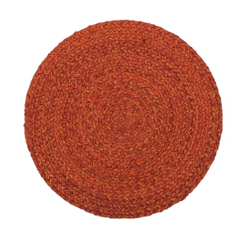 Image of THE HOME TALK Jute Braided Placemats|Side Table Mats|Best for Bed-Side Table,Center Table,Dining Table,Shelves|Home Decorators|Farm Mats (Clay, 33 cm Round, Set of 6)