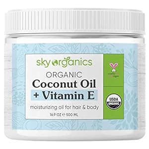 Sky Organics Organic Extra Virgin Coconut Oil for Hair & Skin, 100% Pure & Cold-Pressed USDA Certified Organic to Moisturize, Soften & Nourish, 16.9 fl. Oz