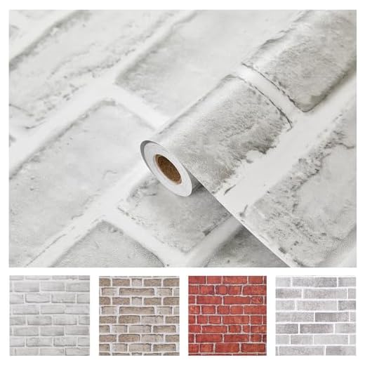 Coavas Peel and Stick Wallpaper Brick 17.7x118.1 Inches White Gray Removable Wallpaper Peel and Stick Self Adhesive Faux Brick for Bedroom Backsplash Laundry Room Accent Walls