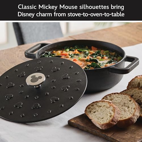 Farberware Disney Monochrome Pre Seasoned Cast Iron Shallow Casserole Pan with Lid, 3 Quart - Black by Farberware - Image 5
